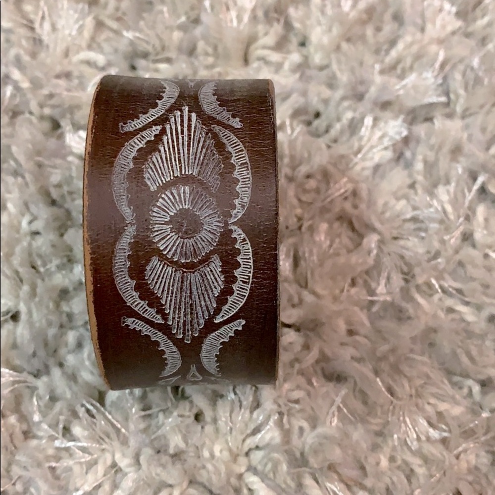 Handmade leather cuff bracelet.